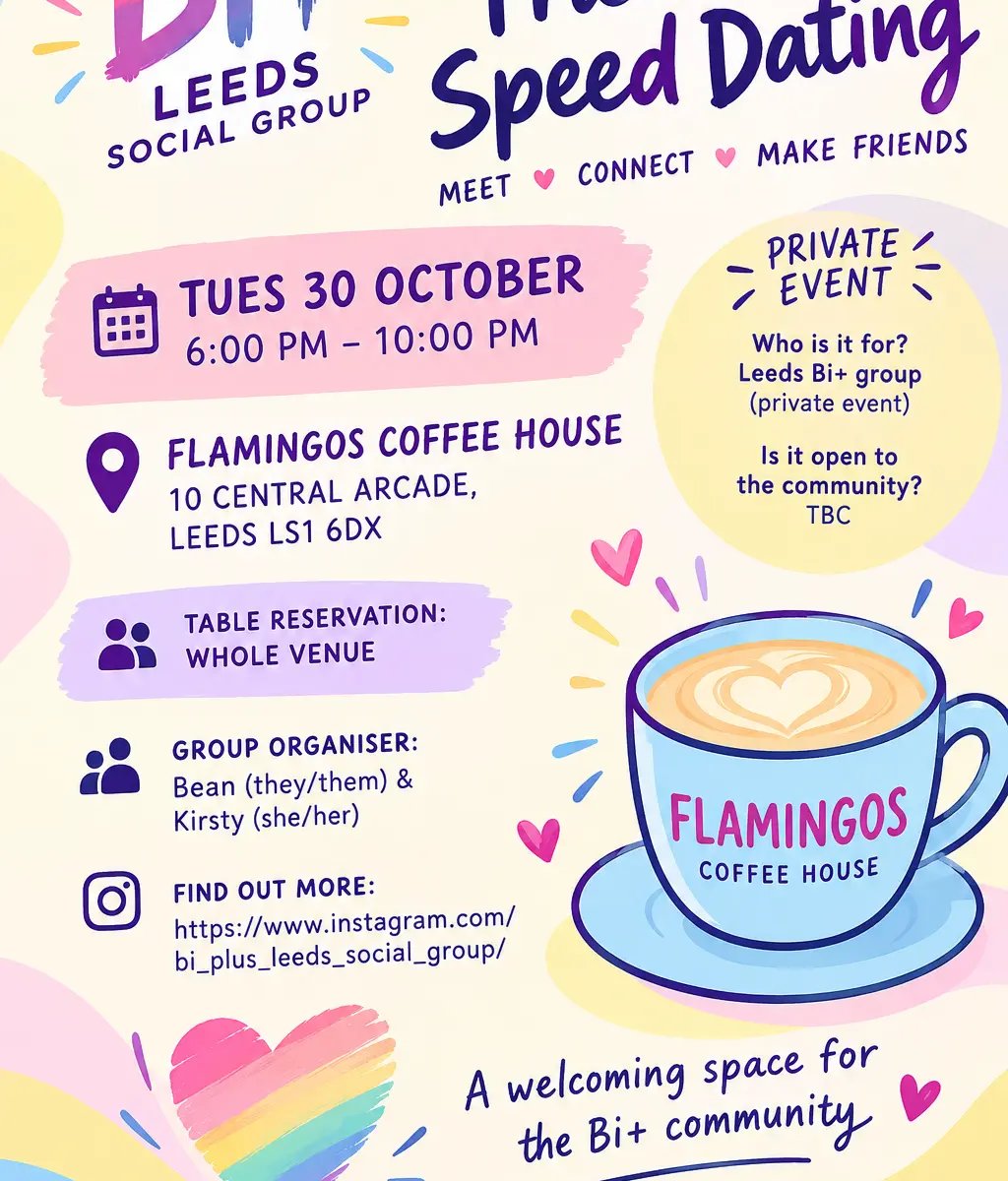 Bi+ Leeds Social Group – Friendship Speed Dating